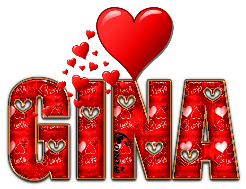 RED LOVE LETTER HEART GINA TEXT