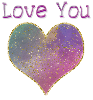 Love You, hearts, glitter