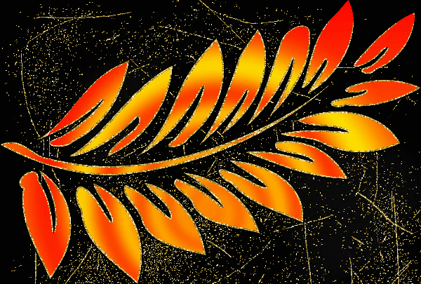 fern leaves sunset swirl gold