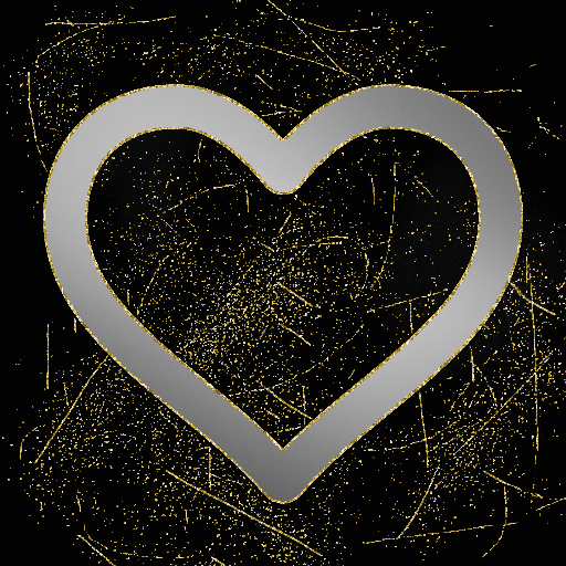 heart outline silver gold
