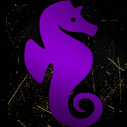 seahorse purple gold