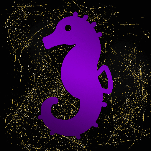 seahorse purple gold