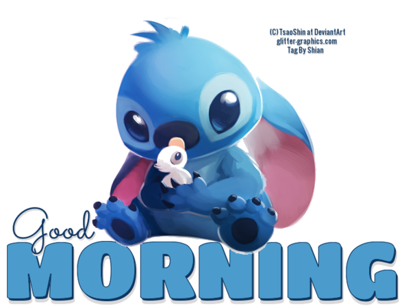 GOOD MORNING, CUTE, STITCH, CARTOON, DISNEY