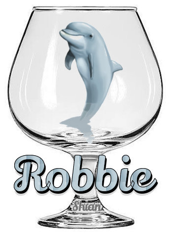 DOLPHIN IN A GLASS FOR ROBBIE, NAMES, PERSONAL, ANIMALS