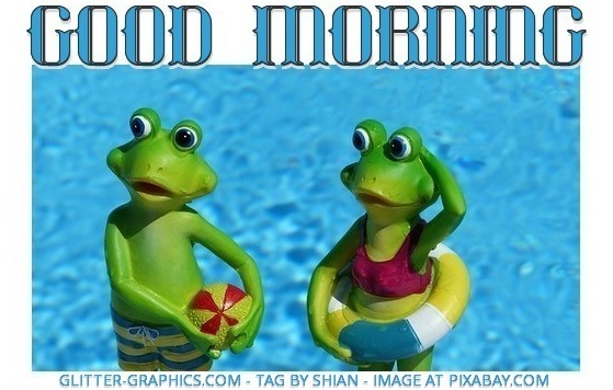 GOOD MORNING, FROGS, ANIMALS, GREETINGS