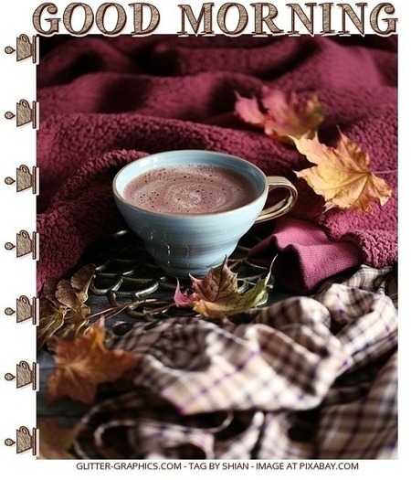 GOOD MORNING, AUTUMN, SEASONS, TEXT, COFFEE