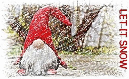LET IT SNOW, GNOME, IMP, SNOWING, TEXT