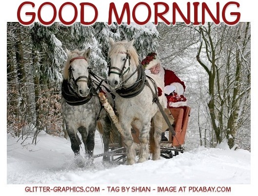 GOOD MORNING, SANTA, SLEIGH, HORSE, TEXT