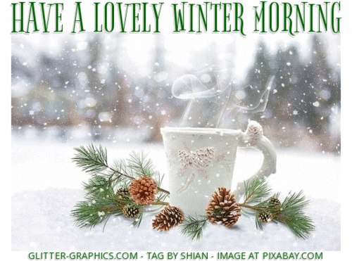 HAVE A LOVELY WINTER MORNING, SNOWING, ANIMATED, TEXT