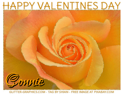 HAPPY VALENTINES DAY.. CONNIE, GLITTER, ROSE, TEXT