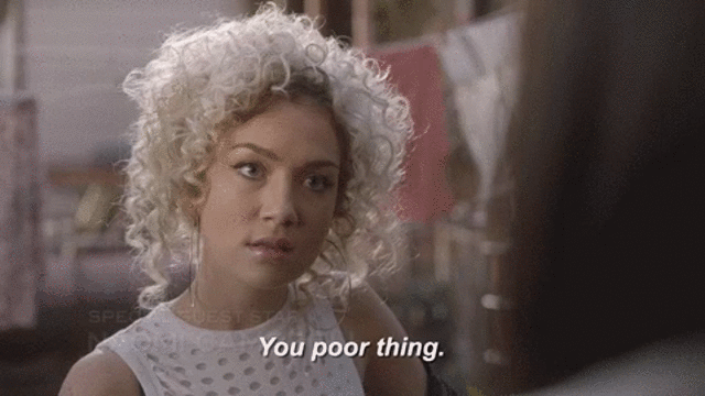lady saying "You poor thing."
