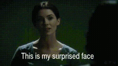 lady saying "This is my surprised face"