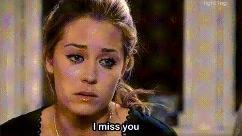 lady crying "I miss you"