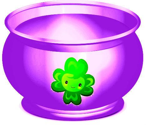 FourLeafCloverPotOfPurpleWithCoins