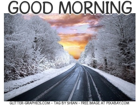GOOD MORNING, SNOWING, WINTER, TEXT