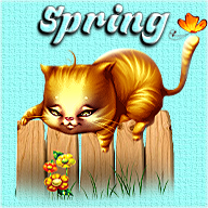Kitty on a fence Spring Sticker
