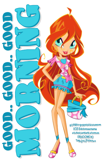 GOOD MORNING, TOONS, GIRL, TEXT