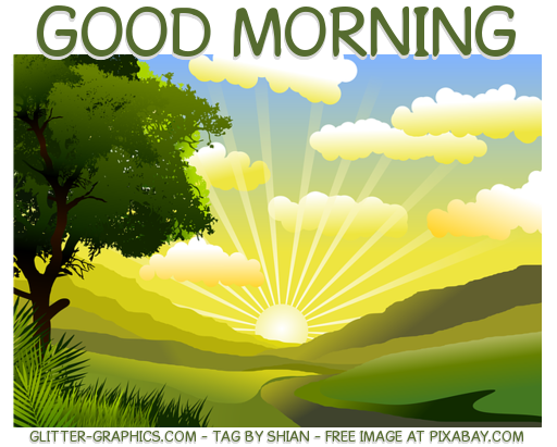 GOOD MORNING, CARTOONS, SUNRISE, TEXT