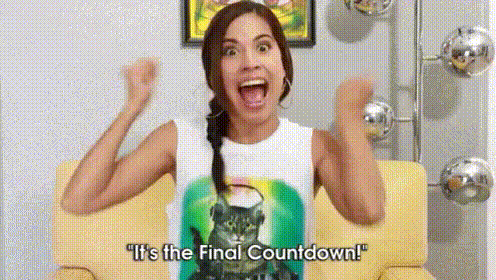 excited lady saying - It's the final countdown!