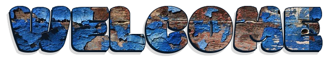 WELCOME, BLUE, PEELING PAINT, REDWOOD,TEXT
