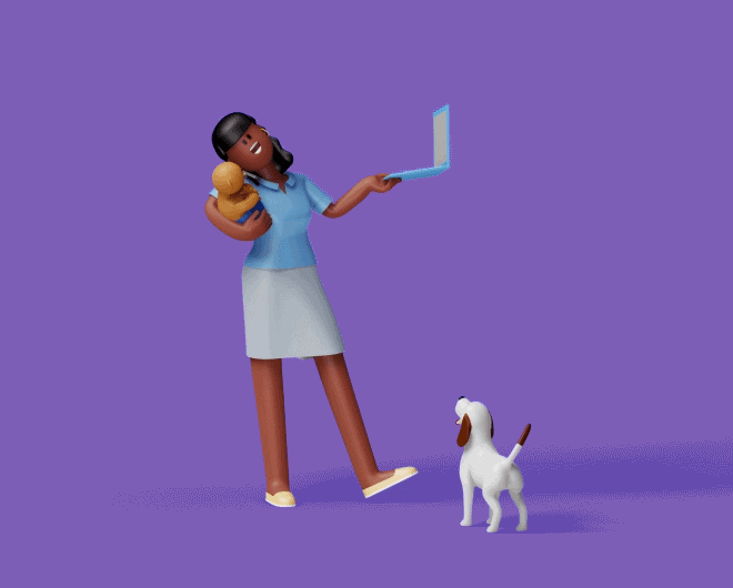 mother with baby and dog