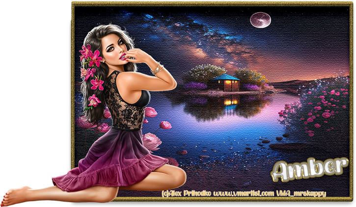 Woman with moon - Amber