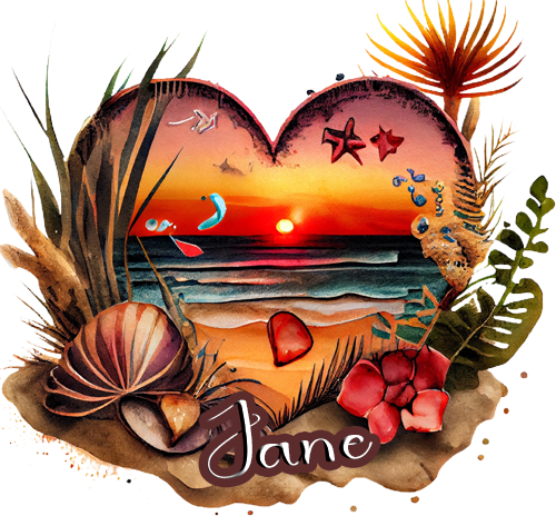 Watercolor Beach Heart - Jane