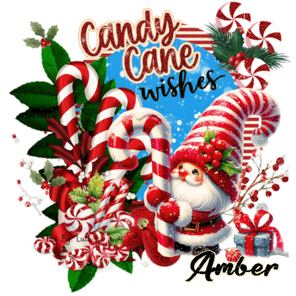 Amber - Gnome Candy Cane Wishes Christmas Peppermint Santa