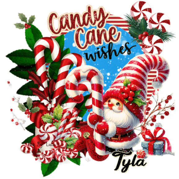 Tyla - Gnome Candy Cane Wishes Christmas Peppermint Santa