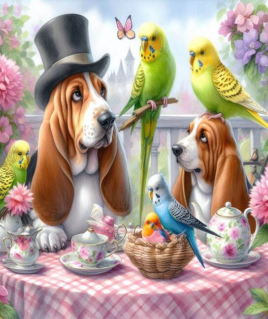 Basset Hound & Parakeet Background