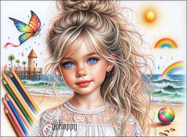 Adorable little girl beach scene
