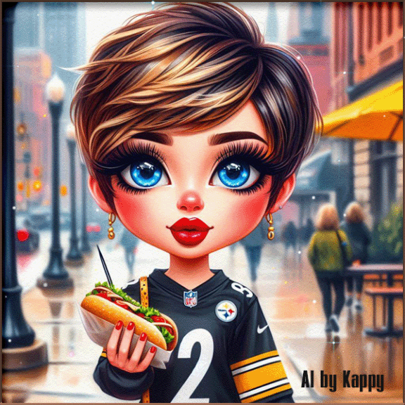 Girl at Steeler's game with food