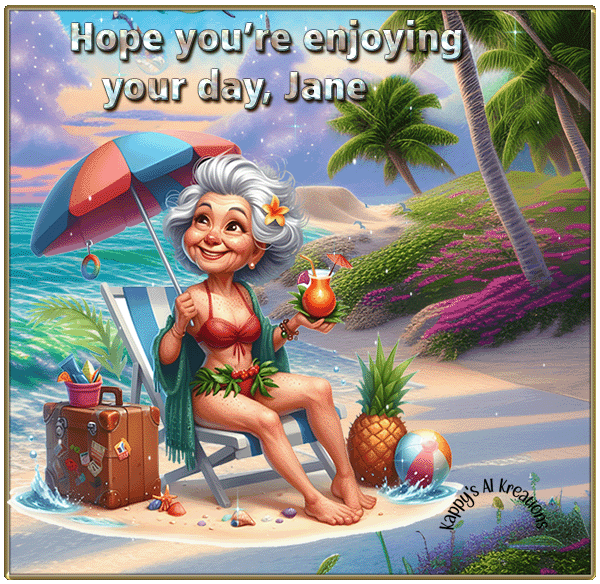 Grannie on the beach - Jane
