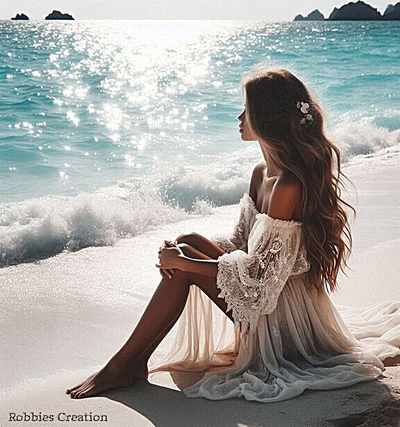 Beautiful Woman watching the Waves