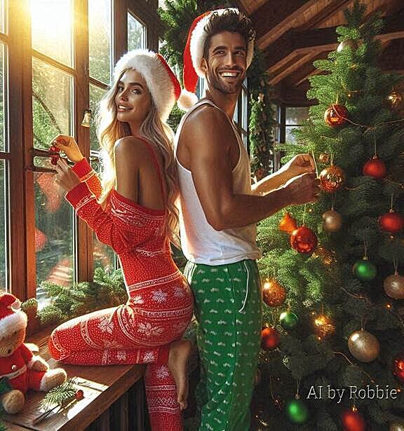 Decorating the Christmas tree