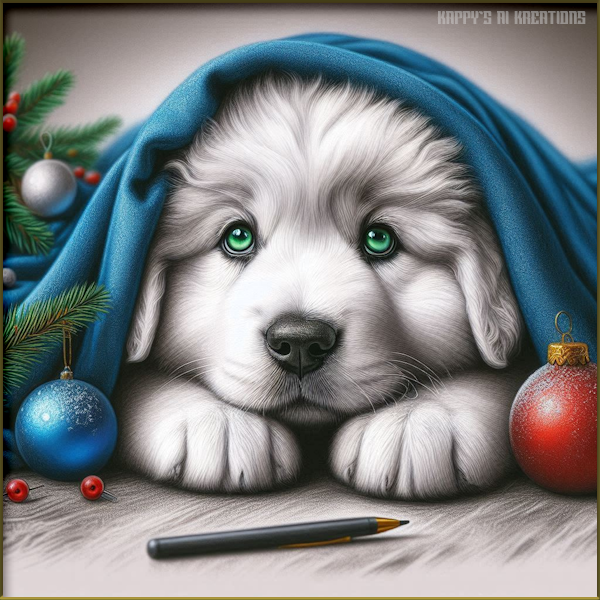 GP Pyppy hiding under blanket (in AI Art)