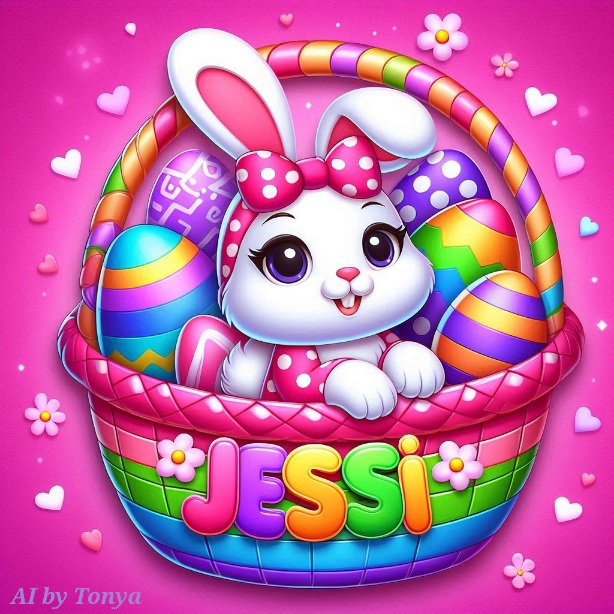Cute Easter rabbit (Jessi) (in Glitter Text)