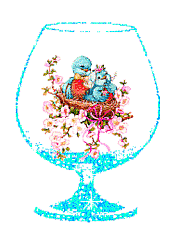 birdies in wine glass