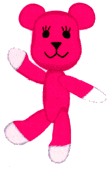 pink teddy bear waving