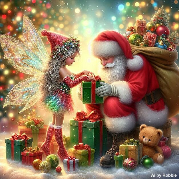 Wrapping Christmas Presents with Santa