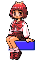 sitting anime school girl