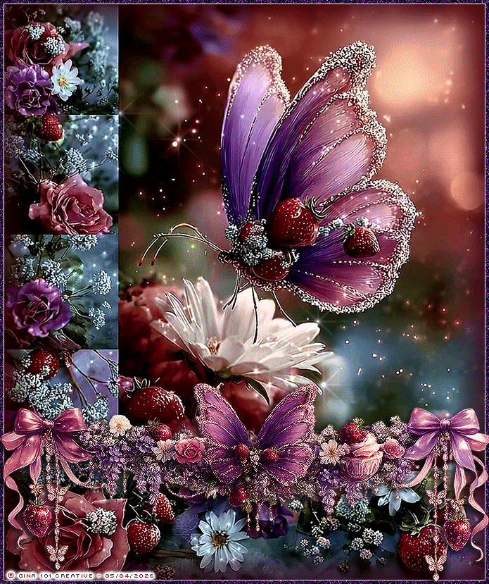 Strawberries And Butterflies Spring/Summer Background