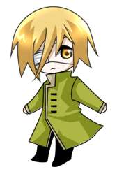 blonde anime boy with a eyepatch