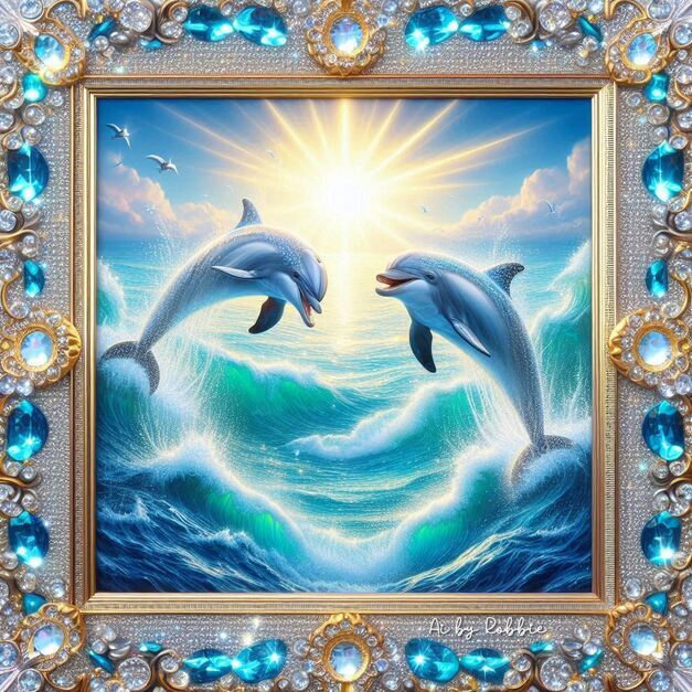 Two Beautiful Dolphins Swimming