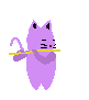 purple cat playing the flute