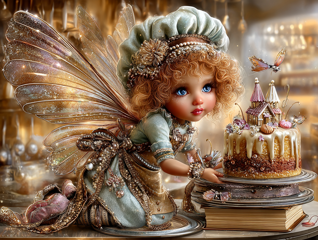 Fairy making a cake